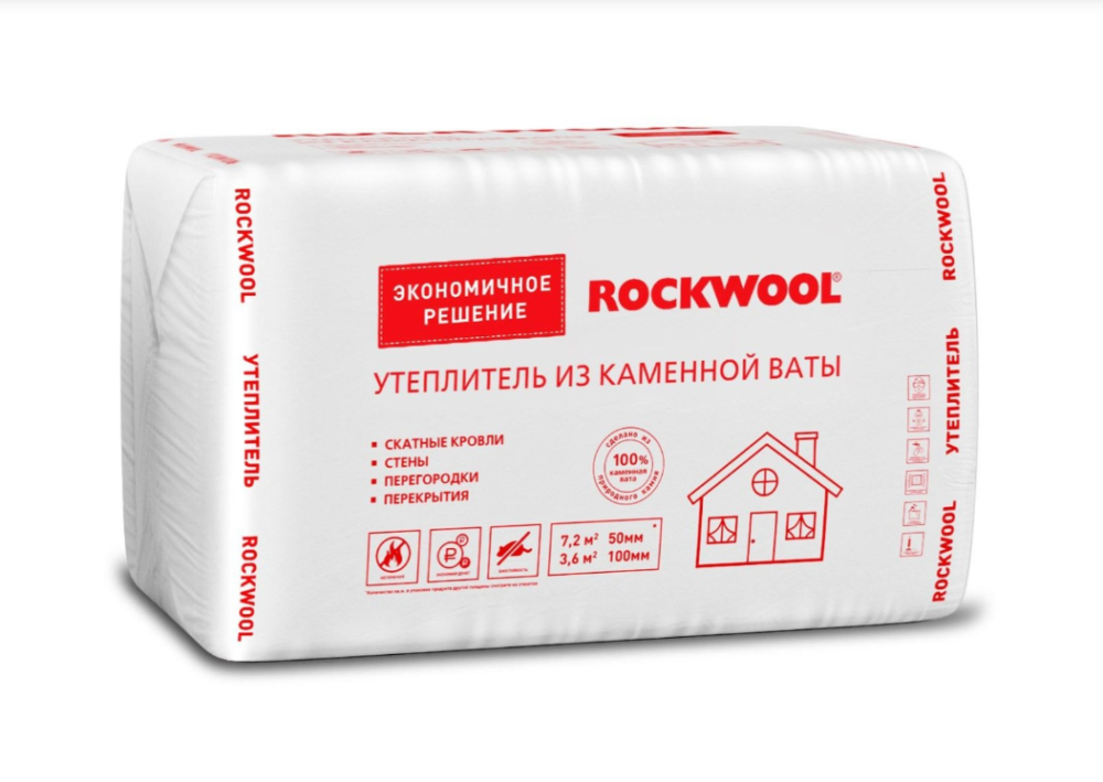 Утеплитель ROCKWOOL 1000х600х100 мм 6 шт в упаковке