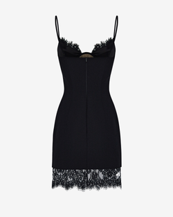 Платье мини из крепа и кружева