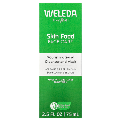 Weleda, Skin Food, уход за лицом, питательное очищающее средство 2 в 1 и маска для лица, 75 мл (2,5 жидк. унции)