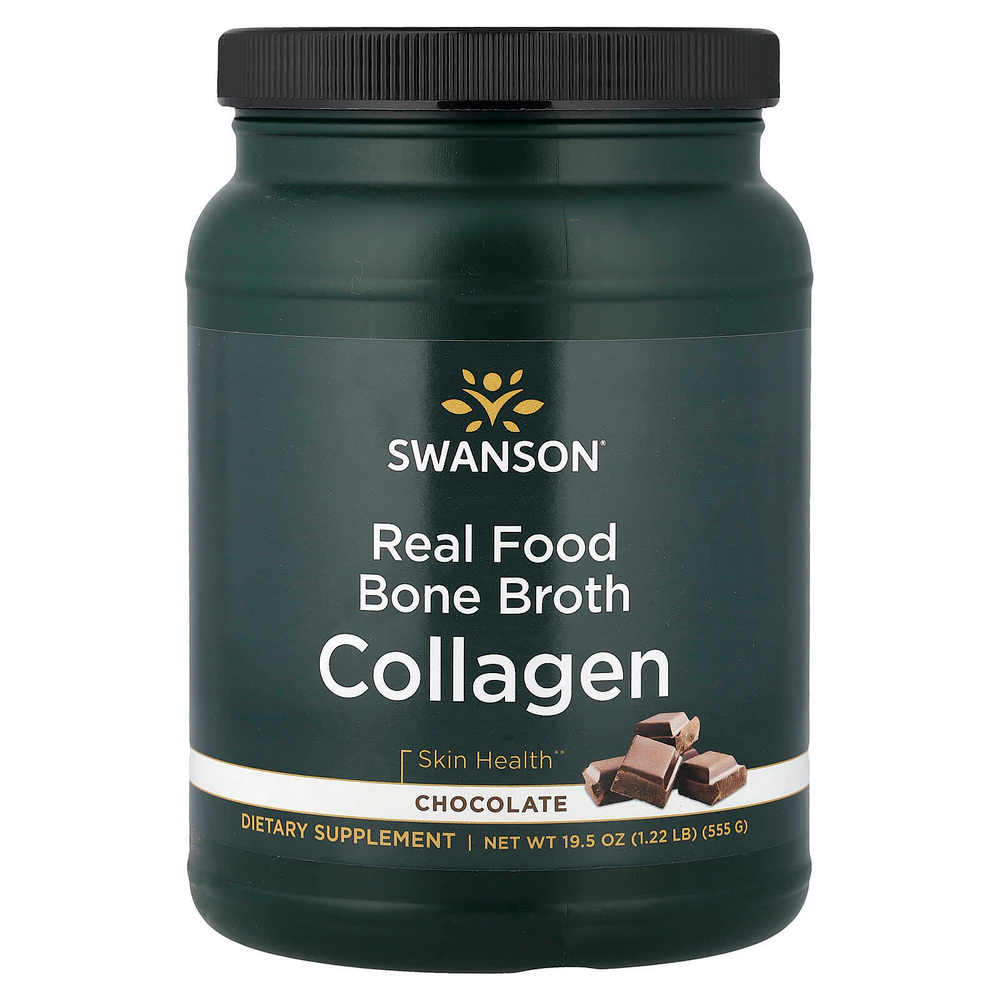 Swanson, Real Food Bone Broth Collagen, шоколад, 555 г (1,22 фунта)