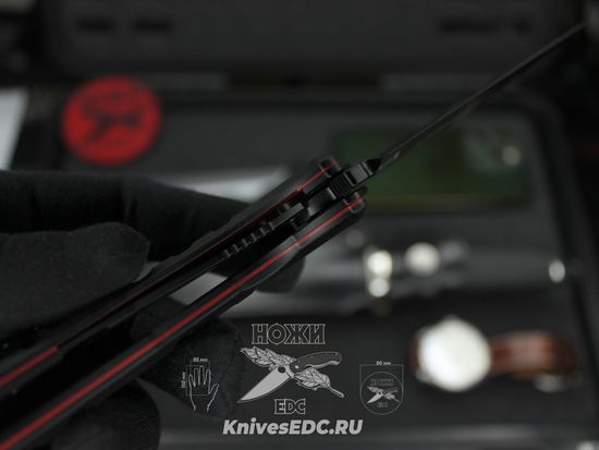 Складной нож НОКС Мангуст-2С (Black Red) 337-708406 c клинком из стали D2, рукоять G10