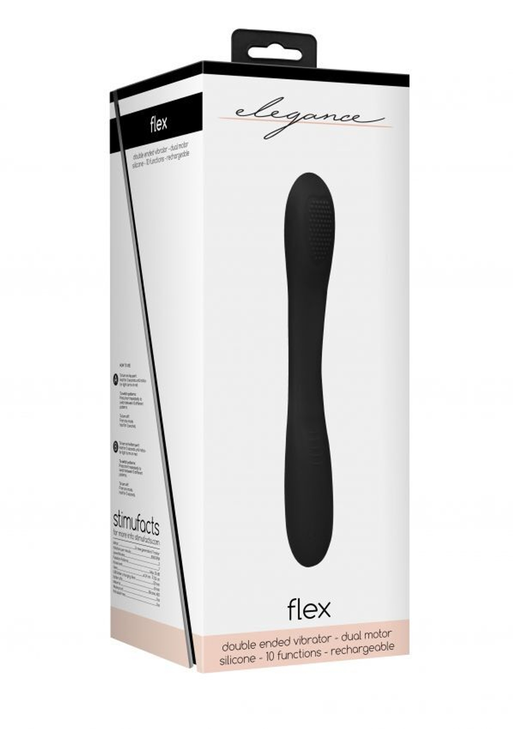 Черный двухсторонний вибратор Flex - 21,5 см.