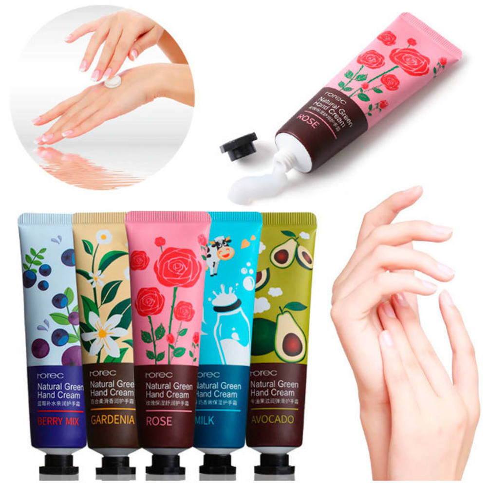 Крем для рук Rorec Plant Natural Green Rose с розой для сияния кожи 30 г