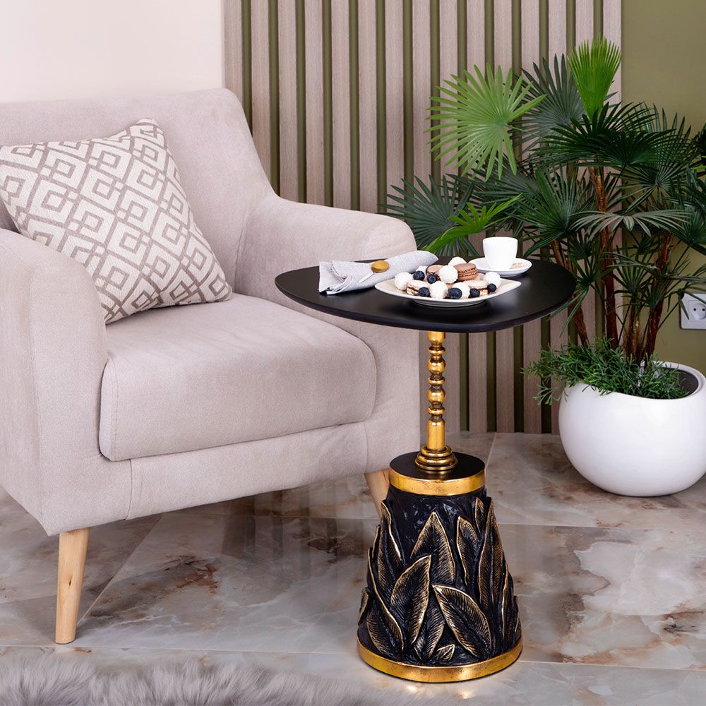 Столик декоративный Арт Leaves Gold Черный