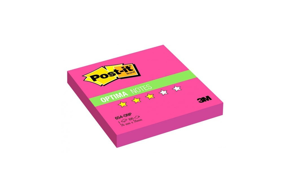 Блок с л/к 76*76 3М Post-it 100л. маковый неон Optima Лето 654-ONP