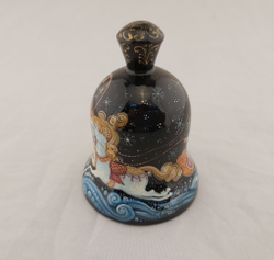 Елочная игрушка-колокольчик с росписью Палех "Тройка"