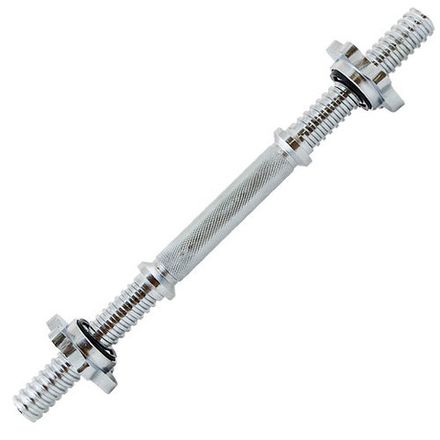 Гриф гантельный TORRES, PL5031, d25 мм, 40 см, сталь, замок-гайка, хром