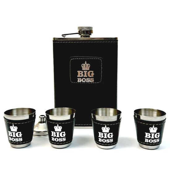 Набор фляжка с рюмками Босс
