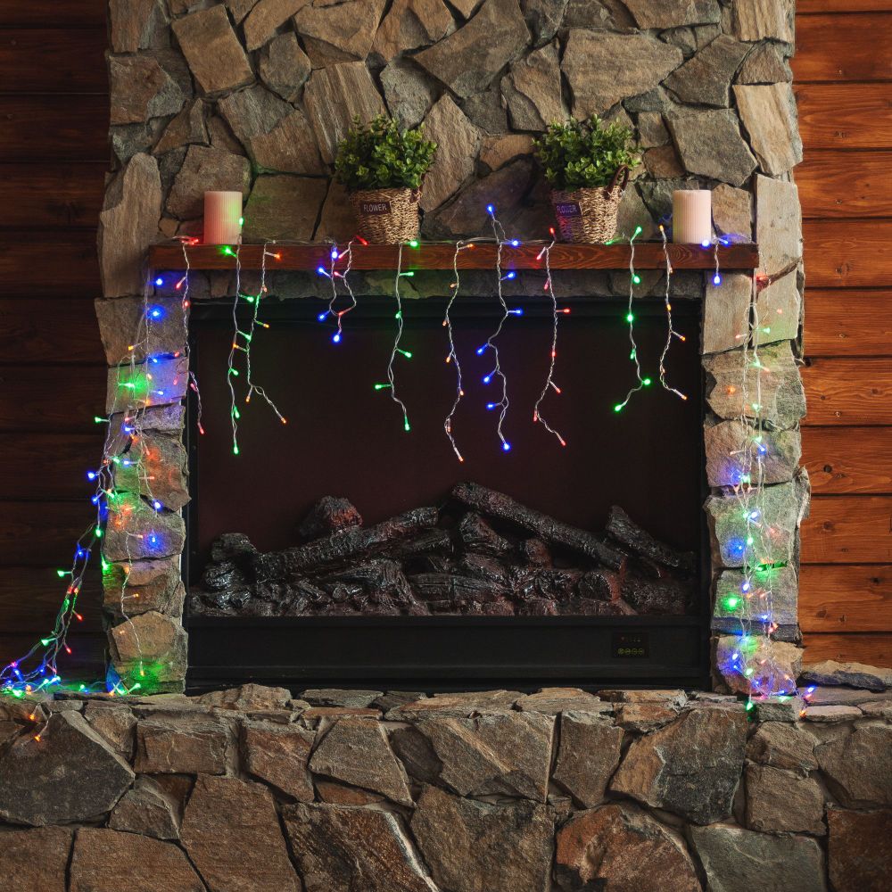 ULD-B3010-200-DTA MULTI IP20 Бахрома светодиодная с контроллером. 3 м. 200 светодиодов. Разноцветный свет. Провод прозрачный. TM Uniel.