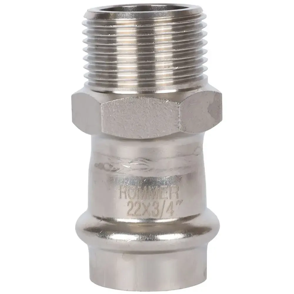 ROMMER Переходник с НР 22x3/4" из нержавеющей стали прессовой