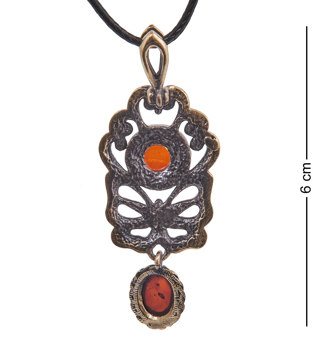 AM-4138 Подвеска «Бабочка Цветение» (латунь, янтарь)