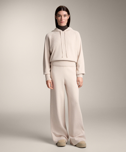 Oysho Вязаный джемпер в рубчик с капюшоном и приталенной талией, каменный