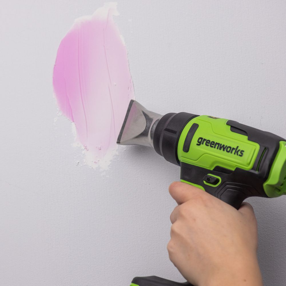 Строительный фен акк. Greenworks G24HG, 24V, 550°С, 200 л/мин,1х4Ач,ЗУ,кор (3400207CUB)