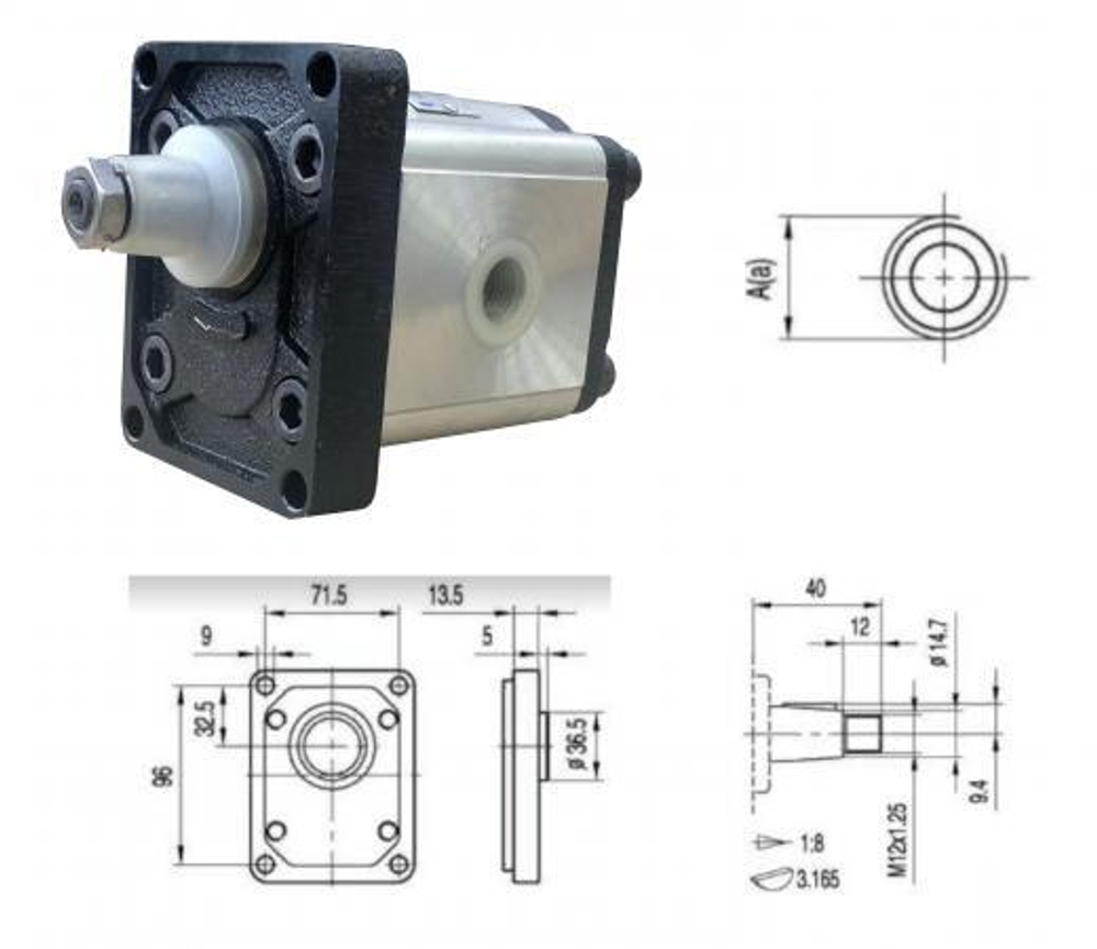 Насос шестеренный BHP2 BO-D18T0L1 GP2, 18 см3, резьба G3/4", 265BAR, правый