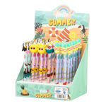 Ручка гелевая, пиши-стирай, автоматическая, Basir, синие чернила, серия "Hello summer", цветной корпус с фигуркой, 36 шт