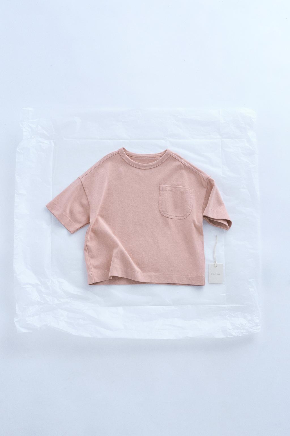 ZARA ФУТБОЛКА В СТИЛЕ РУСТИК С КАРМАНОМ — TIMELESZ, РОЗОВЫЙ/ЛИЛОВЫЙ