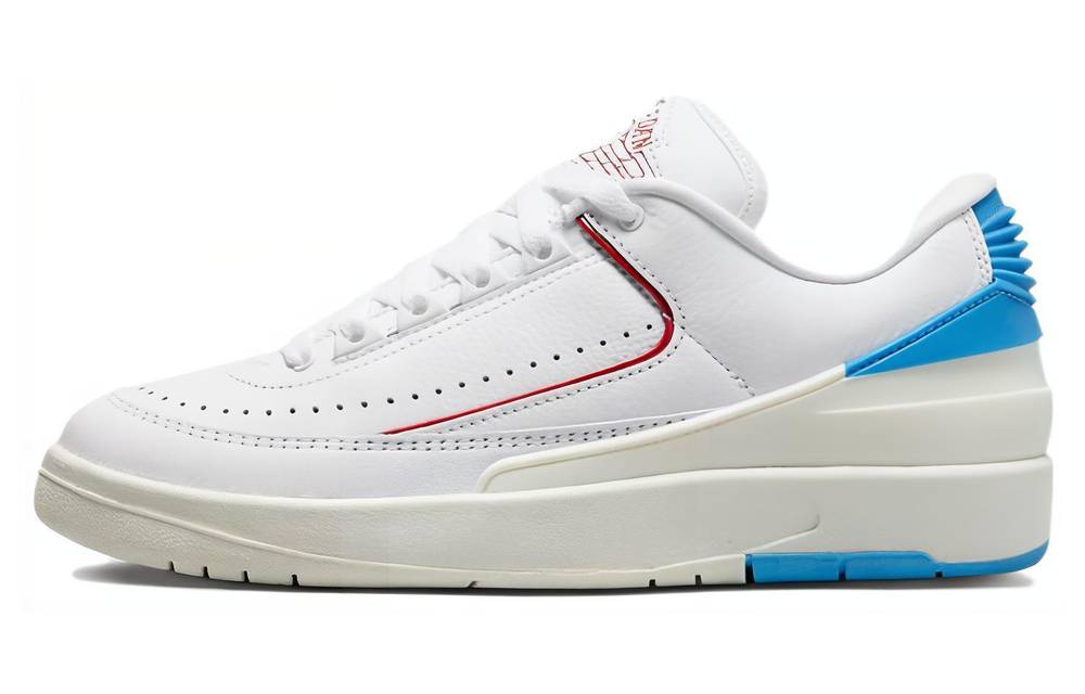 Jordan Air Jordan 2 Low "Gym Red and Dark Powder Blue" shock absorption, non-slip and wear-resistant low-cut retro basketball shoes women's white