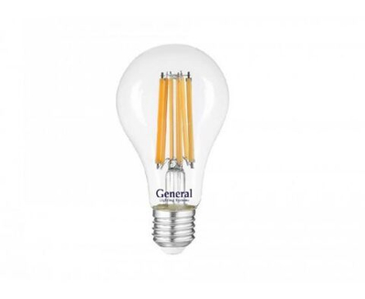 (30 шт.) Светодиодная лампочка General филамент ЛОН A65S E27 25W 6500K 6K 60x105 (нитевидная) прозр. 661006 Холодный белый. Цоколь E27, General
