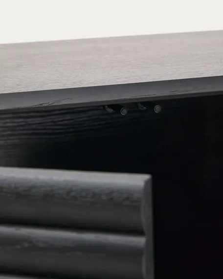 Комод Lenon с 3 дверцами и 3 ящиками черный из массива и шпона дуба