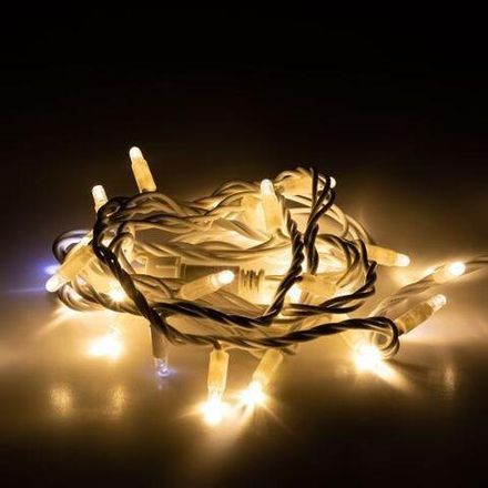 Гирлянда светодиодная "Нить" 3м 30LED тепл. бел. IP65 новогодняя провод бел. каучук (без шнура питания) Эра Б0056014