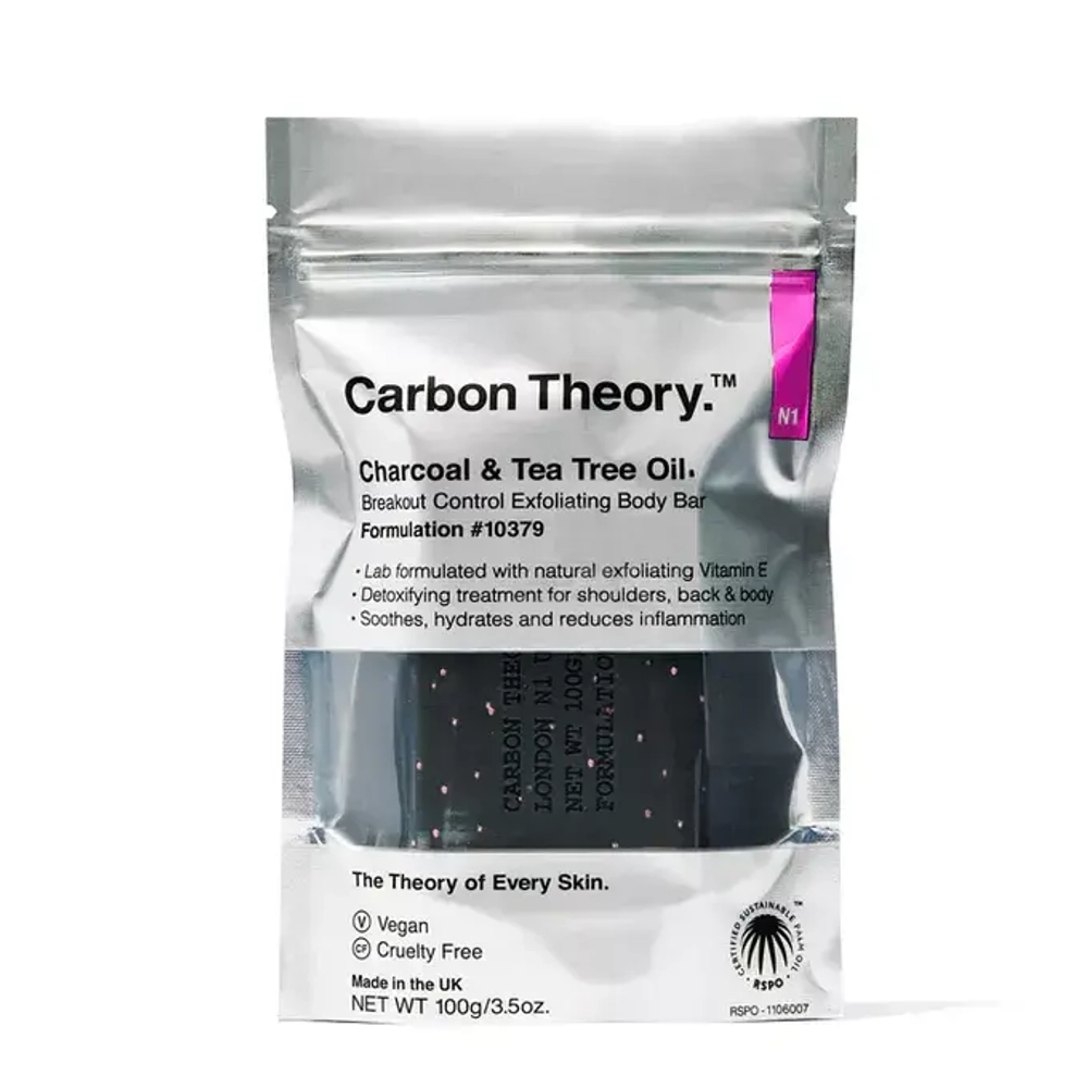 Carbon Theory Charcoal & Tea Tree Oil / Отшелушивающее мыло для тела/ 100g