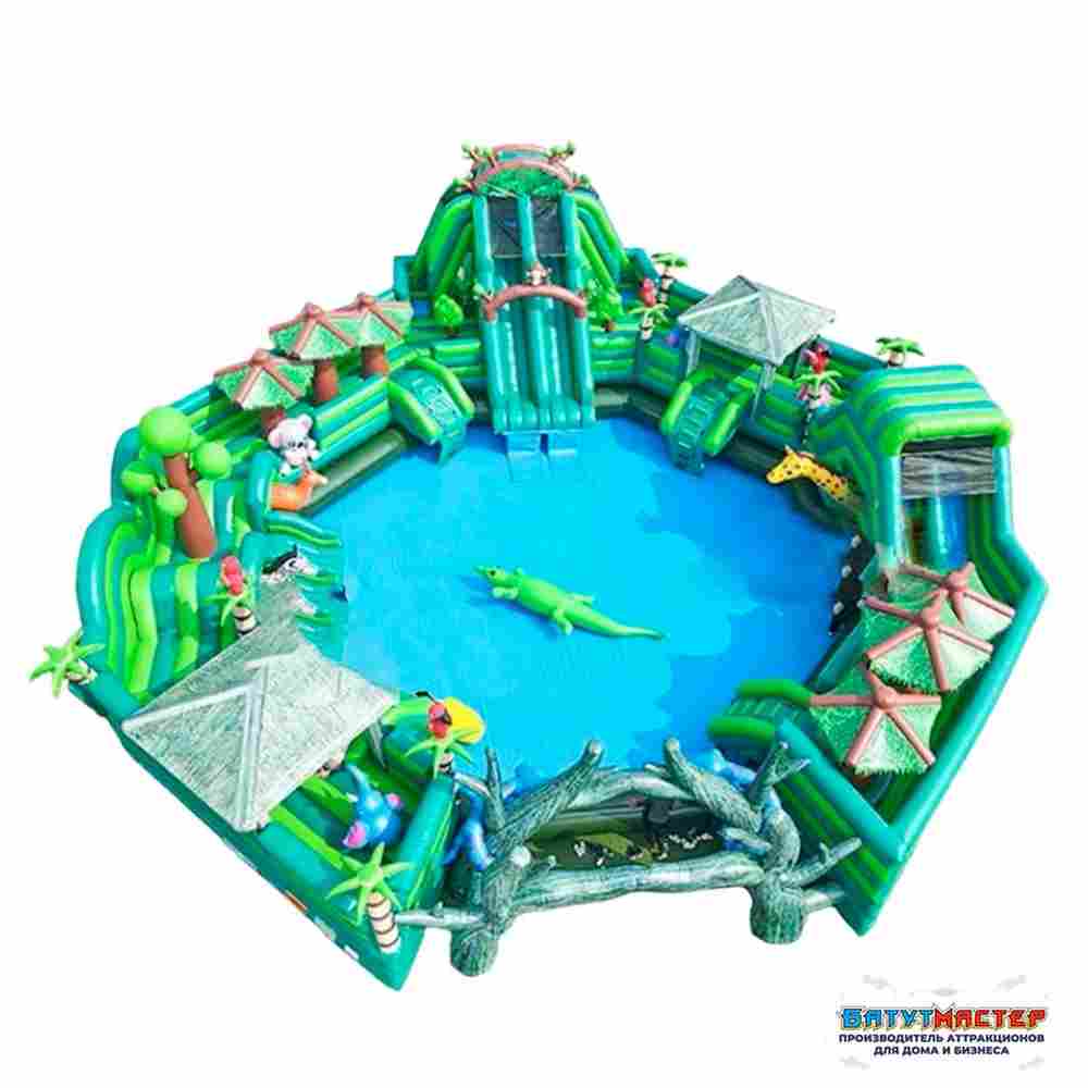 Большой надувной аквапарк с бассейном «Амазония», 30х30х7 м