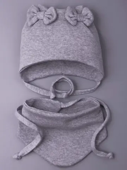 Шапка для девочки с ушками осенняя и снуд