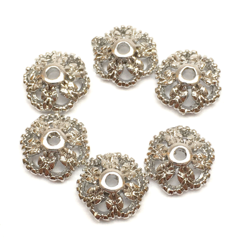 Шапочки для бусин 7х2 мм, родий