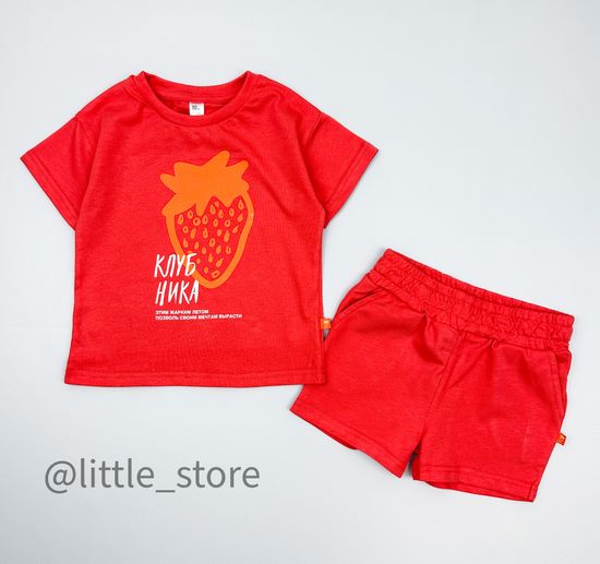 Комплект хлопковый с шортами, Красный