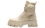 PRADA Monolith 55mm Pouch Ankle Boots Desert Beige Leather Women"s