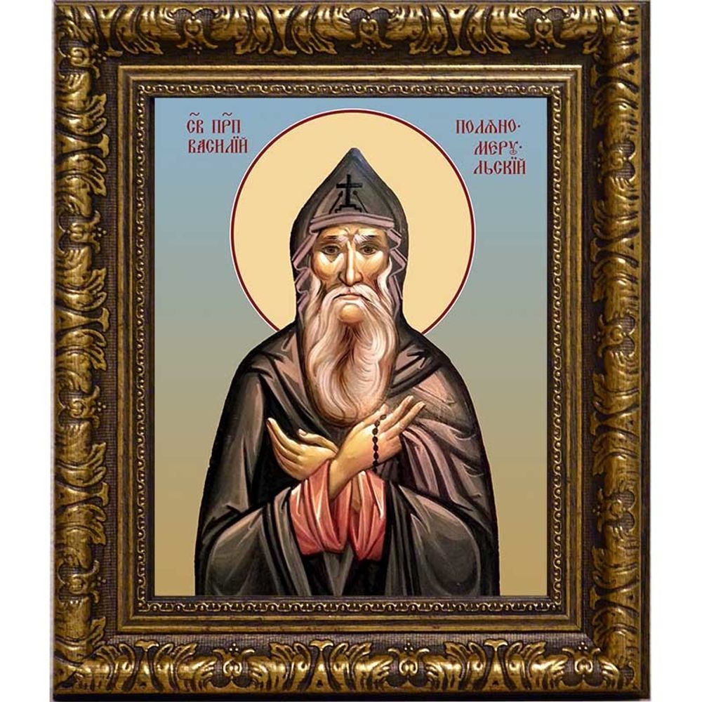 Василий Поляномерульский (Пояна-Мэрулуйский) преподобный. Икона на холсте.