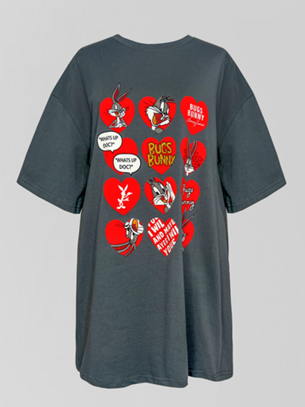 Футболка JN 087 удлиненная свободная с принтом спереди