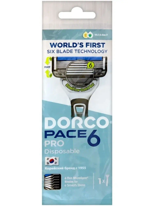 "DORCO PACE 6 PRO" Станок для бритья одноразовый (6 лезвий)