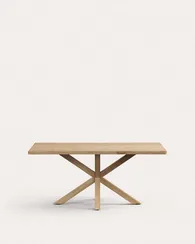 Стол Argo из беленого дубового шпона и стальных ножек с имитацией дерева, 180 x 100 см