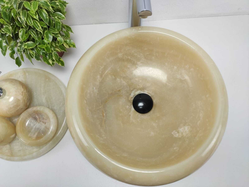 Каменная раковина из оникса Donut Yellow Medium DO-00921 (45*45*15)