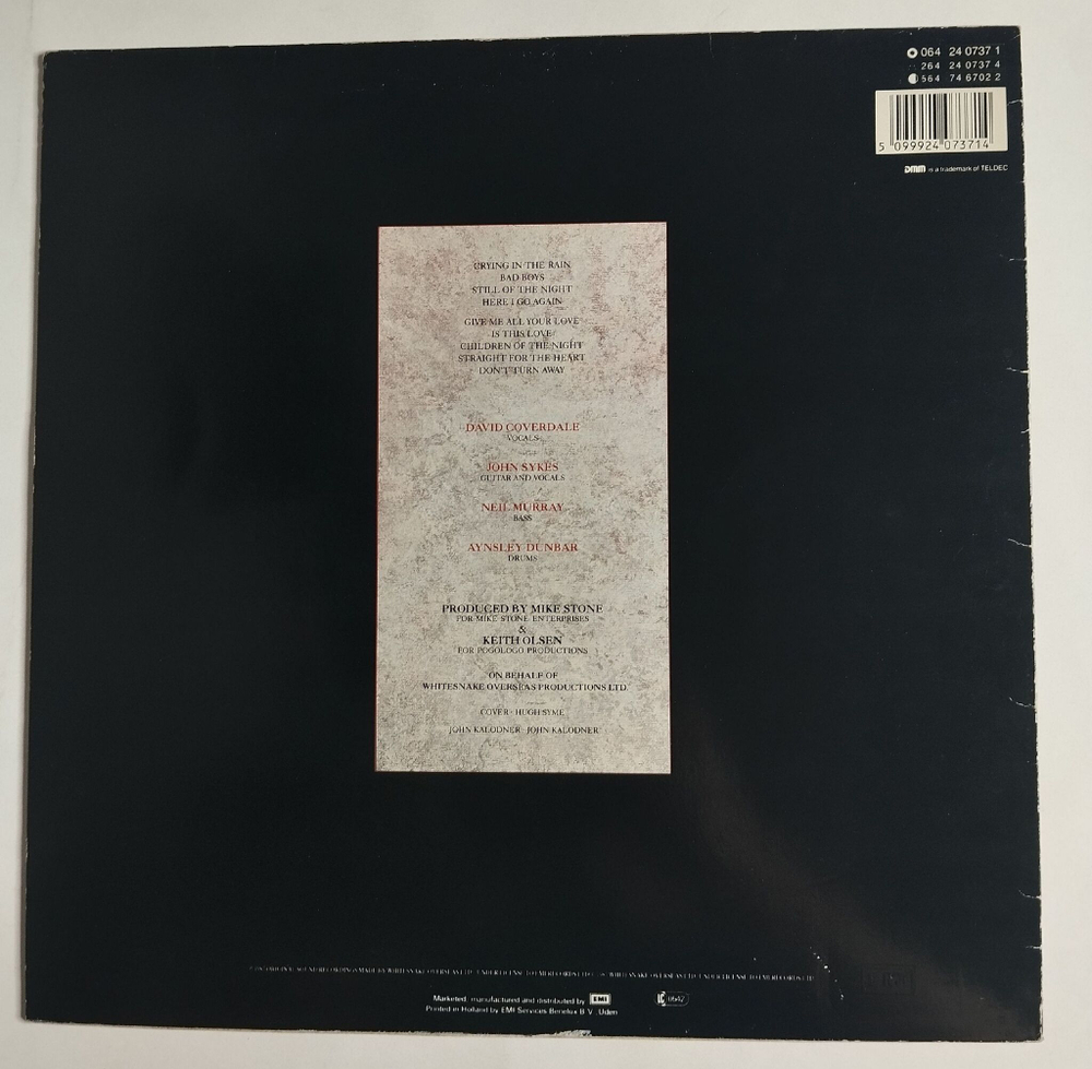 Винтажная виниловая пластинка LP Whitesnake 1987 (Holland 1987) EX
