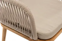 "Лион" стул плетеный из роупа, основание дуб, роуп бежевый круглый, ткань бежевая 035