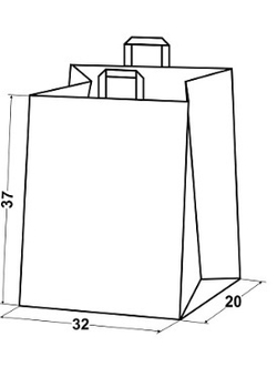Крафт пакеты с плоскими ручками 36х22х9см 70гр/м 2-х слойные коричневые (1/200шт)