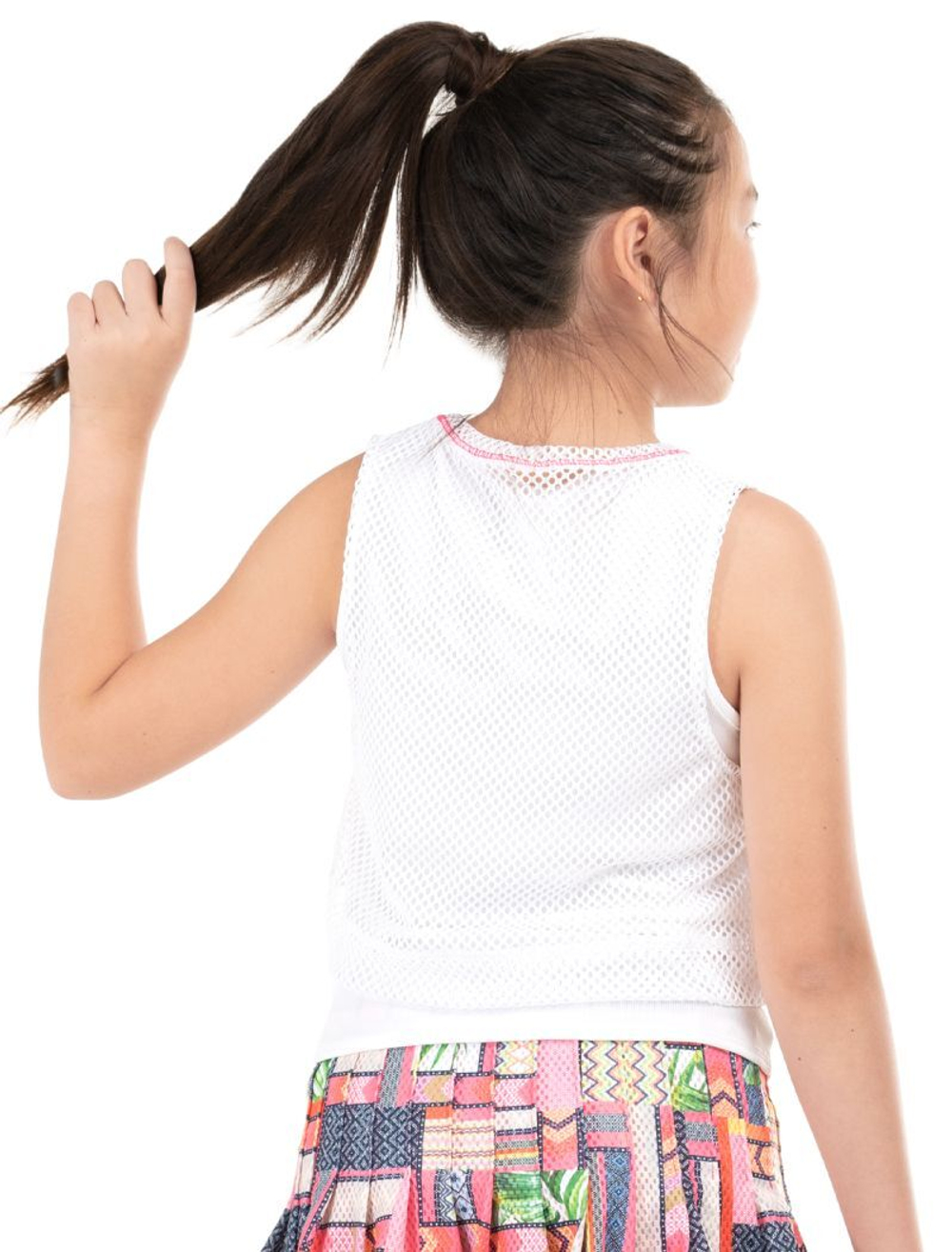 Футболка для мальчика теннисная Майка Lucky in Love Girls Palm Island Coco Chevron - белая