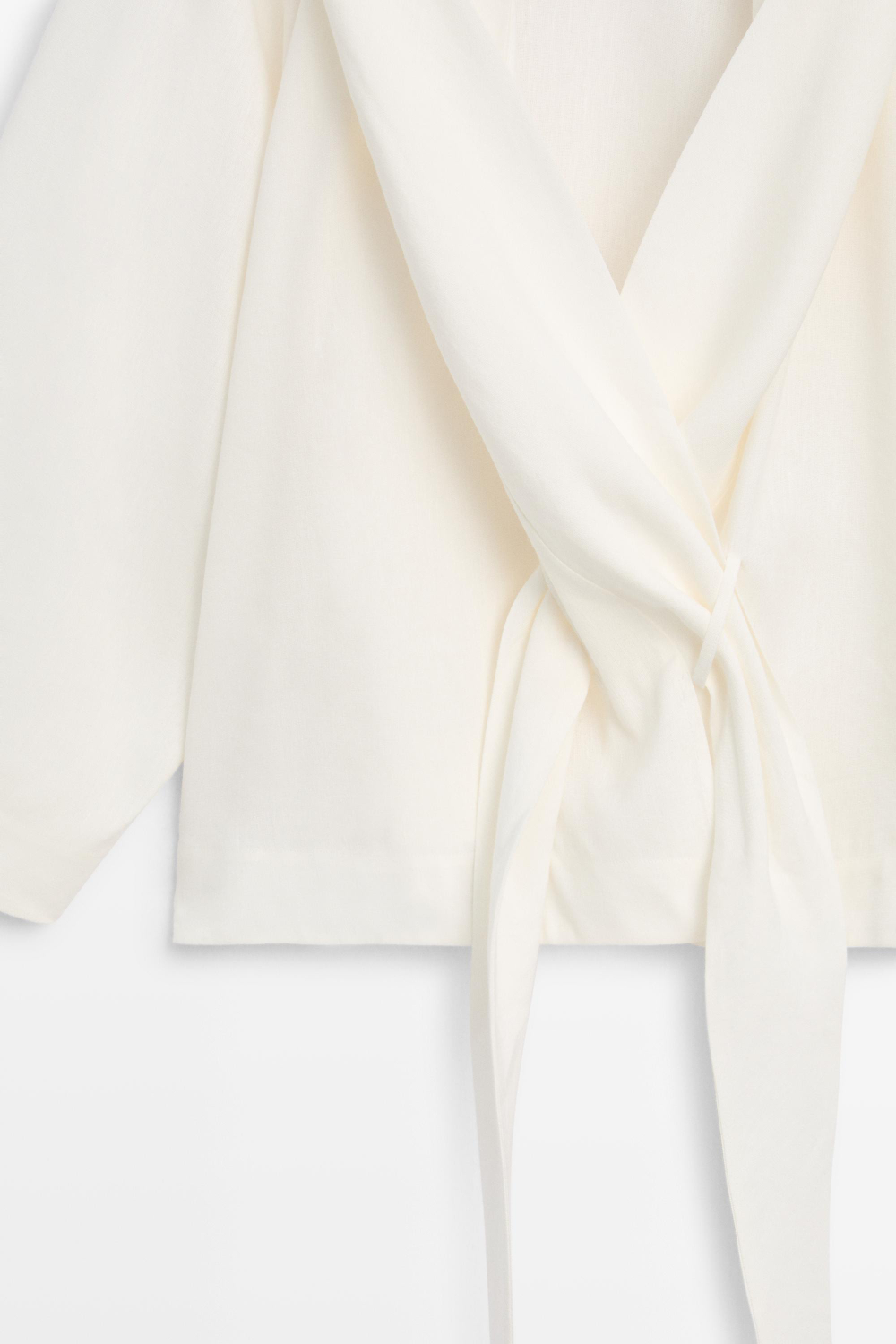 Massimo Dutti Струящаяся льняная рубашка с завязками, белый