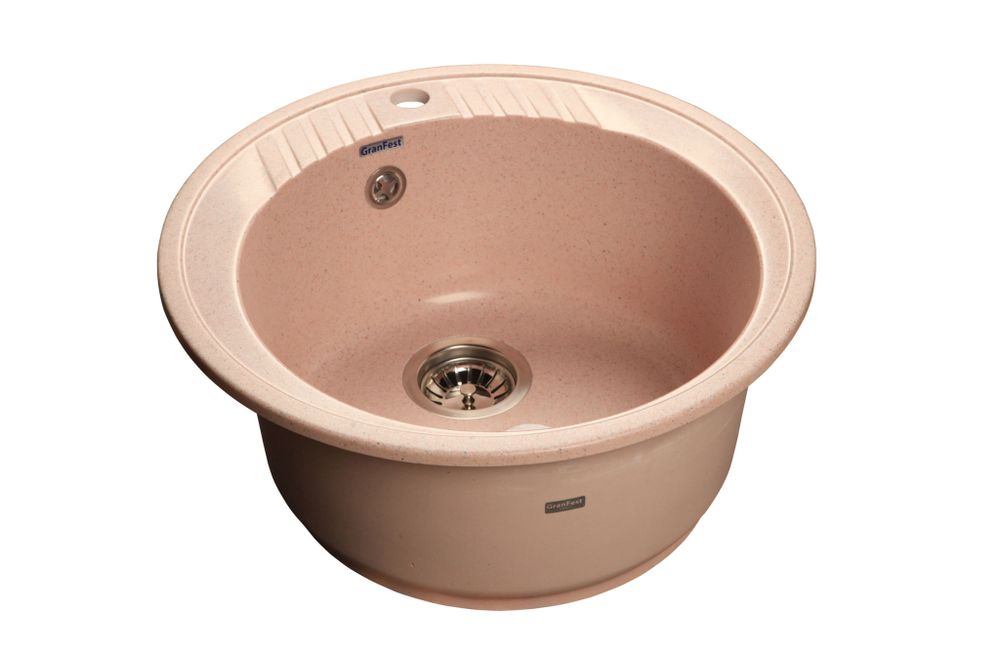 GRANFEST Мойка мрамор RONDO GF-R--520   D=520 мм   светло-розовый  арт.GF-
