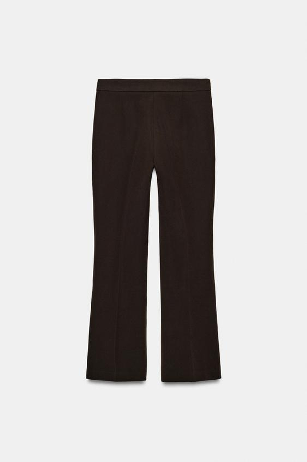 ZARA УКОРОЧЕННЫЕ БРЮКИ MINI FLARE, КОРИЧНЕВЫЙ