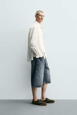 ZARA ДЖИНСОВЫЕ ШОРТЫ BAGGY FIT, СИНИЙ