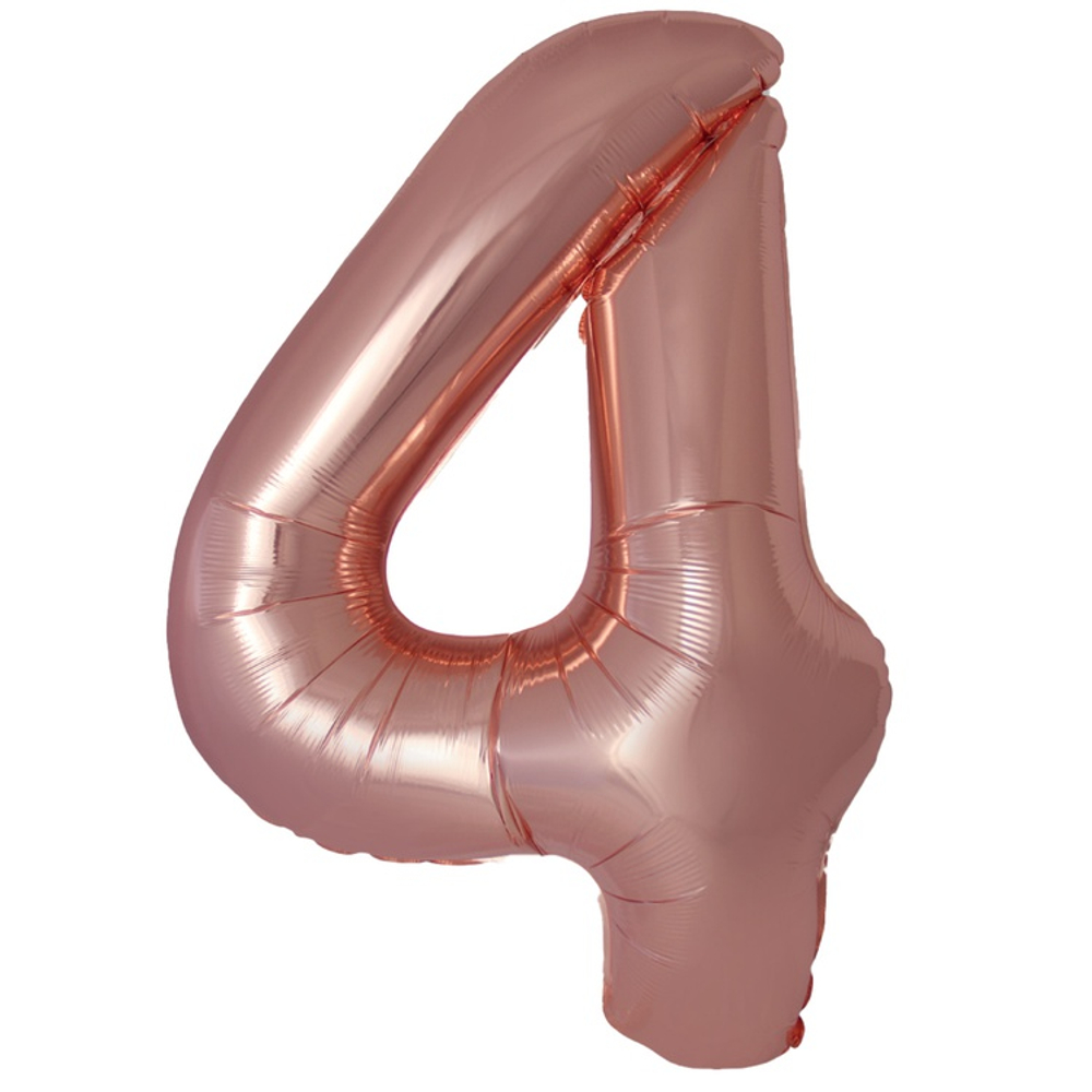 Шар фольгированный Цифра 4 101 см (Розовое Золото)