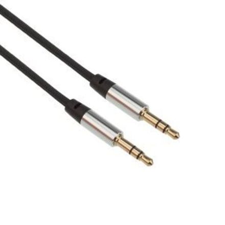 Аудиокабель AUX 3.5 мм шнур плоский 1 м черный