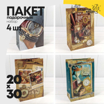 Пакет подарочный 20х30х10см "Мужской" глянцевый (Микс)