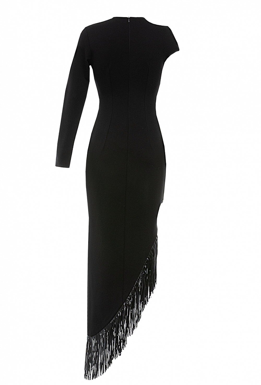 Платье-футляр с одним длинным рукавом черное 03-01-23 SS