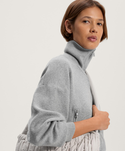 Oysho Трикотажная куртка с высоким воротом и карманами, серый