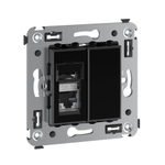 Компьютерная розетка RJ-45 в стену, кат.5e одинарная экранированная, "Avanti","Черный квадрат"