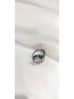 Кольцо серебро голубая эмаль